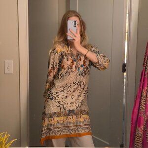 Johnny Was Silk Printed Tunic Dress NWOT Small